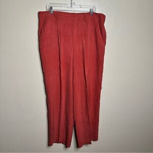 Wardrobe Essentials Burnt Orange Silk High Rose Pants Size 18